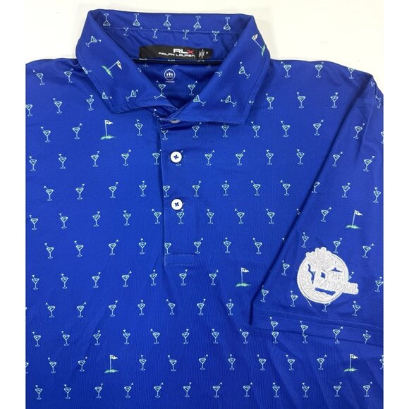 RLX Ralph Lauren Mens Polo Shirt Sz Medium Cocktails Print Performance Golf - Picture 1 of 14